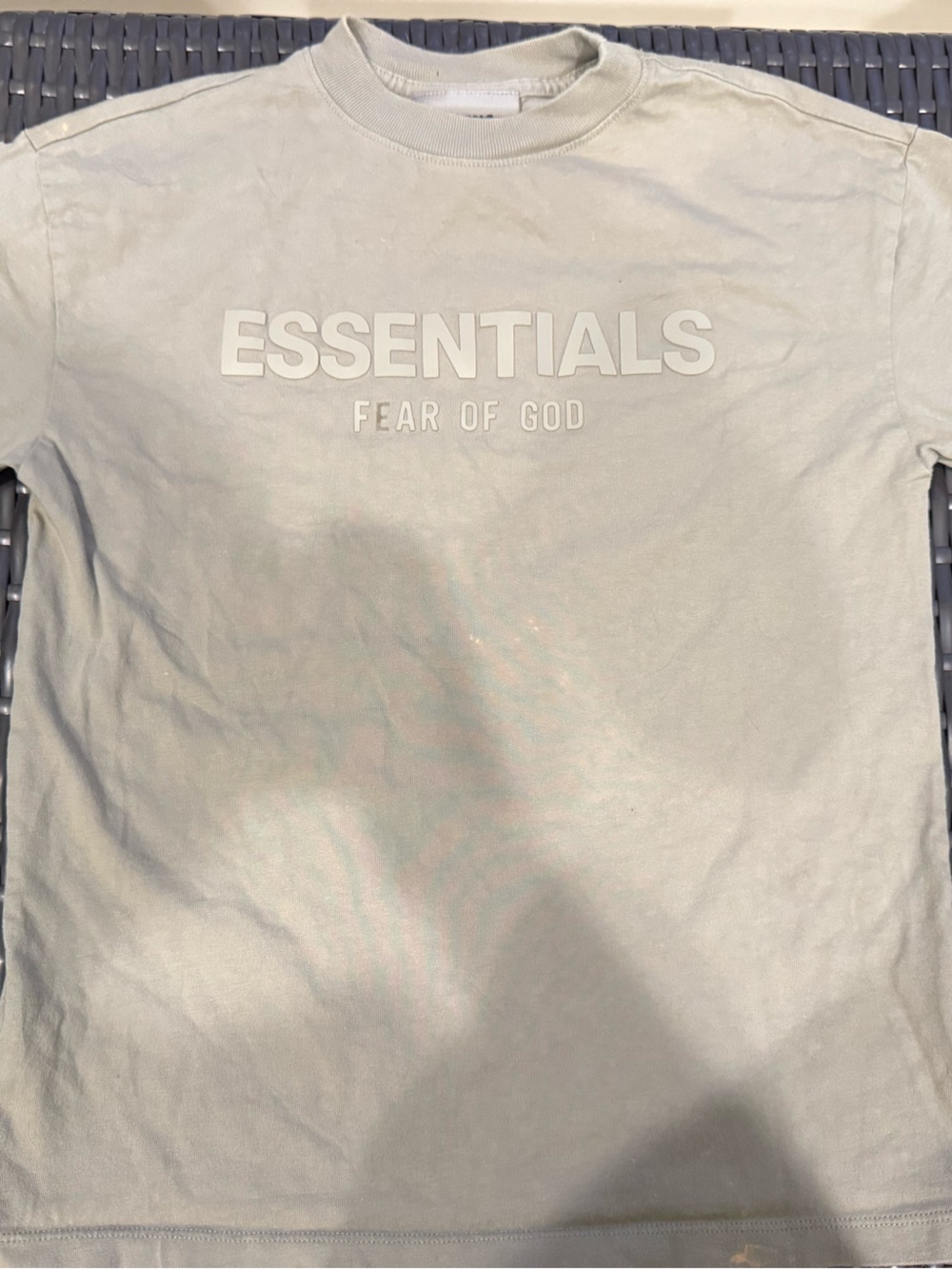 Fear of God Essentials Kids T-Shirt Size 10 Large Beige Logo Tee 100% Cotton